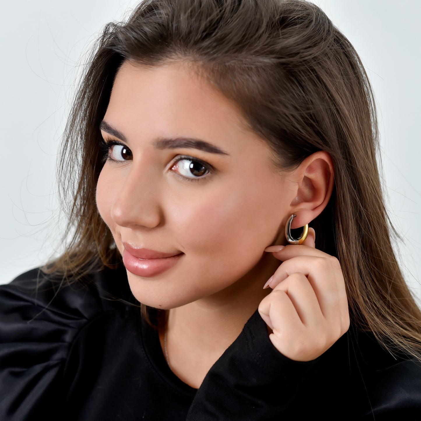 Dual Tone Teardrop Hoops