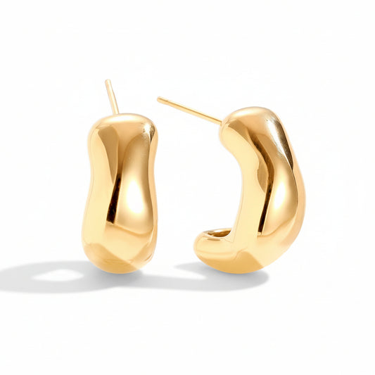 Gold-plated stainless steel chunky twisted hoop earrings with organic design – naušnice
