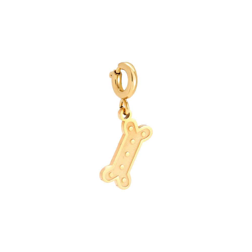 Gold-plated dog bone charm with spring clasp - privjesak