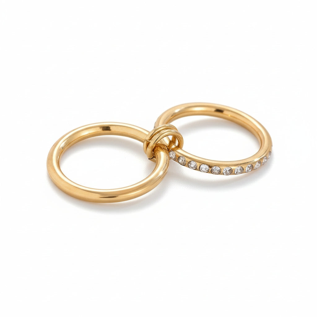 Gold ring with zircon accents