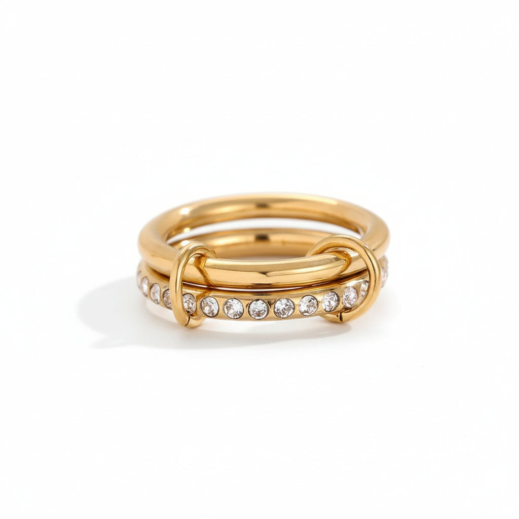 Gold ring with zircon accents