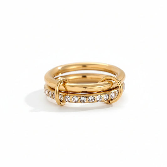 Gold ring with zircon accents