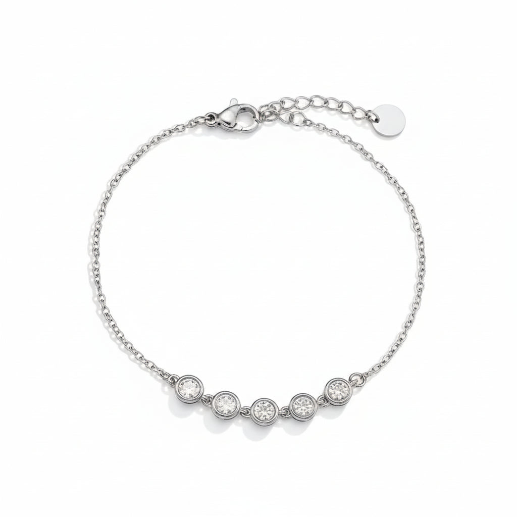 Crystal Dots Chain Bracelet Silver
