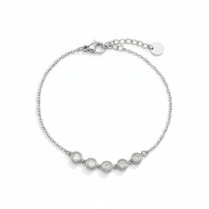 Crystal Dots Chain Bracelet Silver
