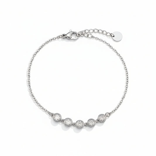 Crystal Dots Chain Bracelet Silver
