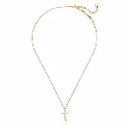 Gold-plated stainless steel delicate cross pendant necklace with fine chain – ogrlica
