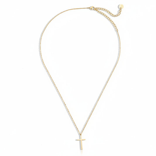 Gold-plated stainless steel delicate cross pendant necklace with fine chain – ogrlica
