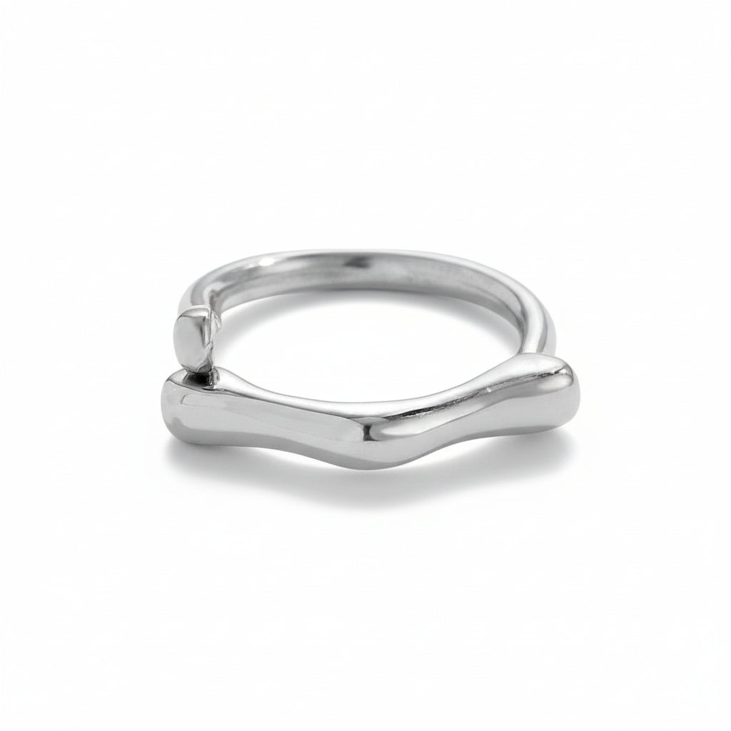 White Gold ring with a modern design on a white background