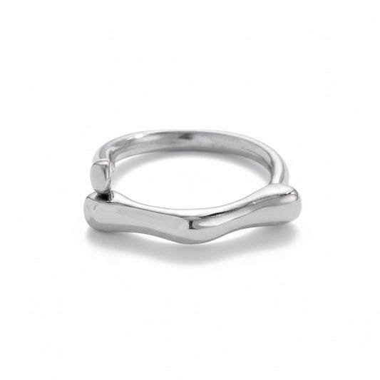 White Gold ring with a modern design on a white background