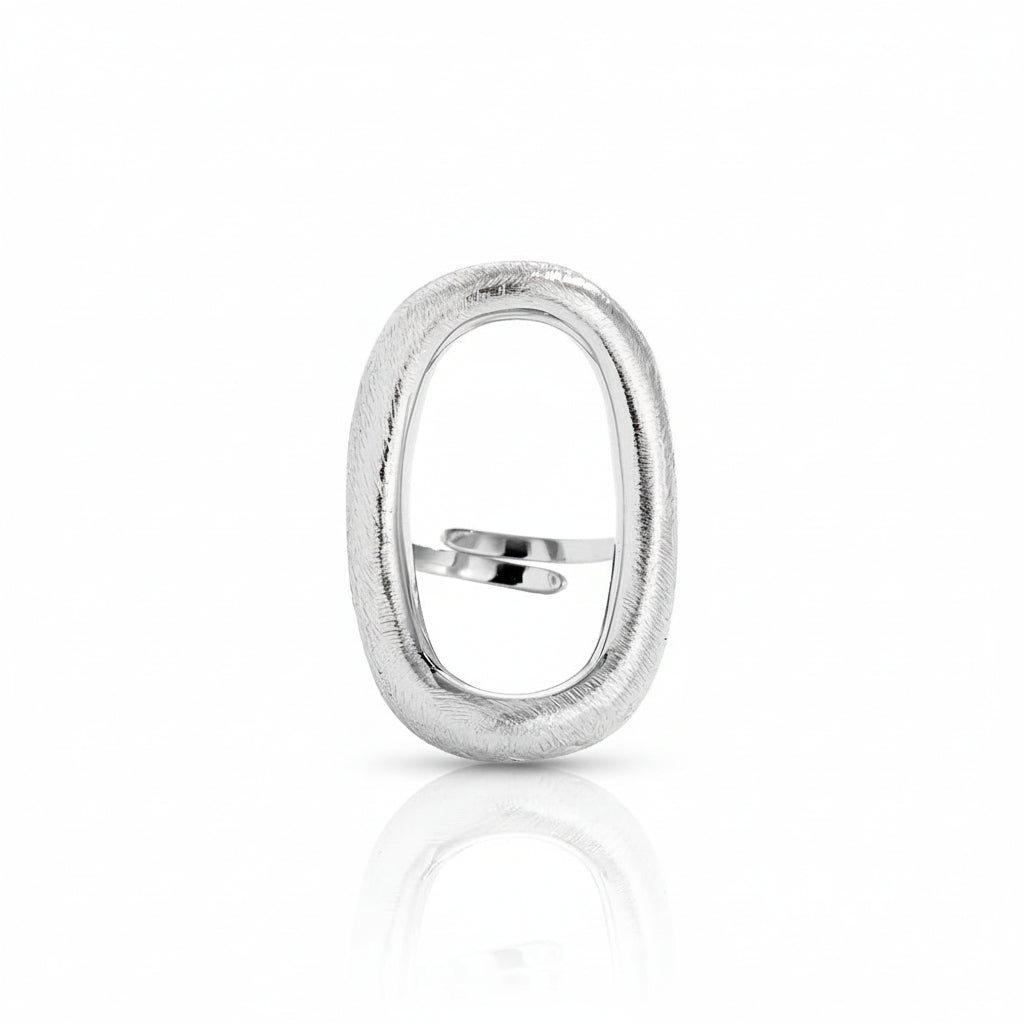 Oval Frame Ring – adjustable stainless steel ring with textured oval frame design