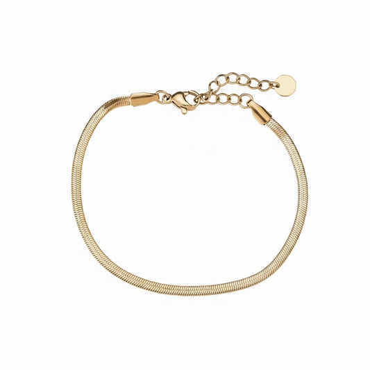 gold snake-chain bracelet with extender clasp in stainless steel