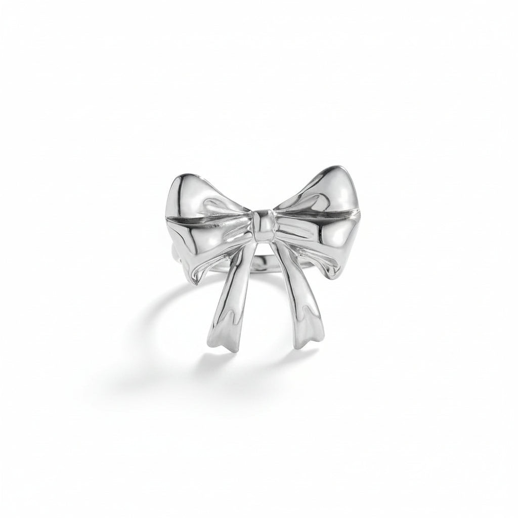 Silk Bow Ring – adjustable stainless steel ring with sculptural bow design