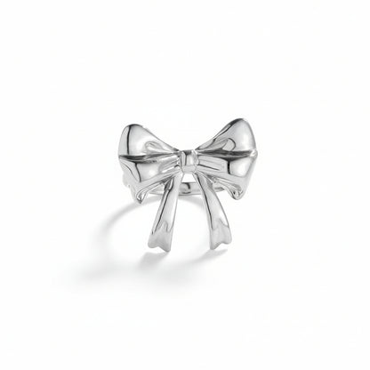 Silk Bow Ring – adjustable stainless steel ring with sculptural bow design