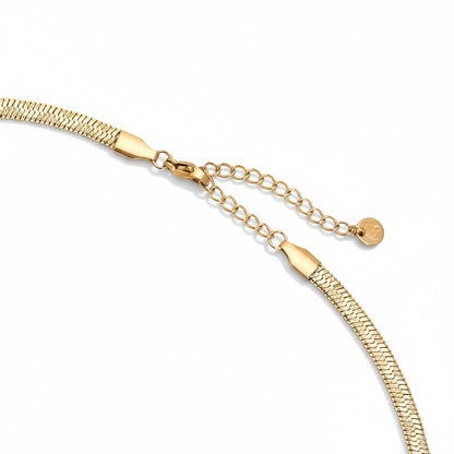 Gold-plated stainless steel flat herringbone chain necklace – ogrlica