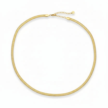 Gold-plated stainless steel flat herringbone chain necklace – ogrlica