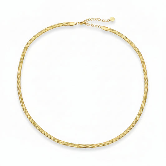 Gold-plated stainless steel flat herringbone chain necklace – ogrlica