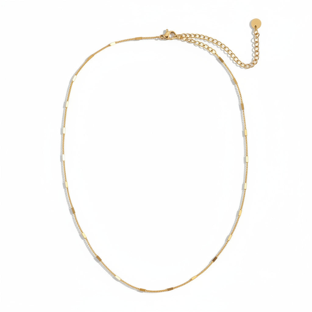 Gold-plated stainless steel delicate bar station chain necklace – ogrlica