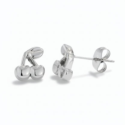 SweWhite gold-plated stainless steel cherry stud earrings with polished design – naušnice.