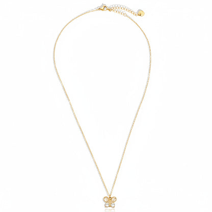 Gold-plated stainless steel delicate pendant necklace with zirconia butterfly – ogrlica