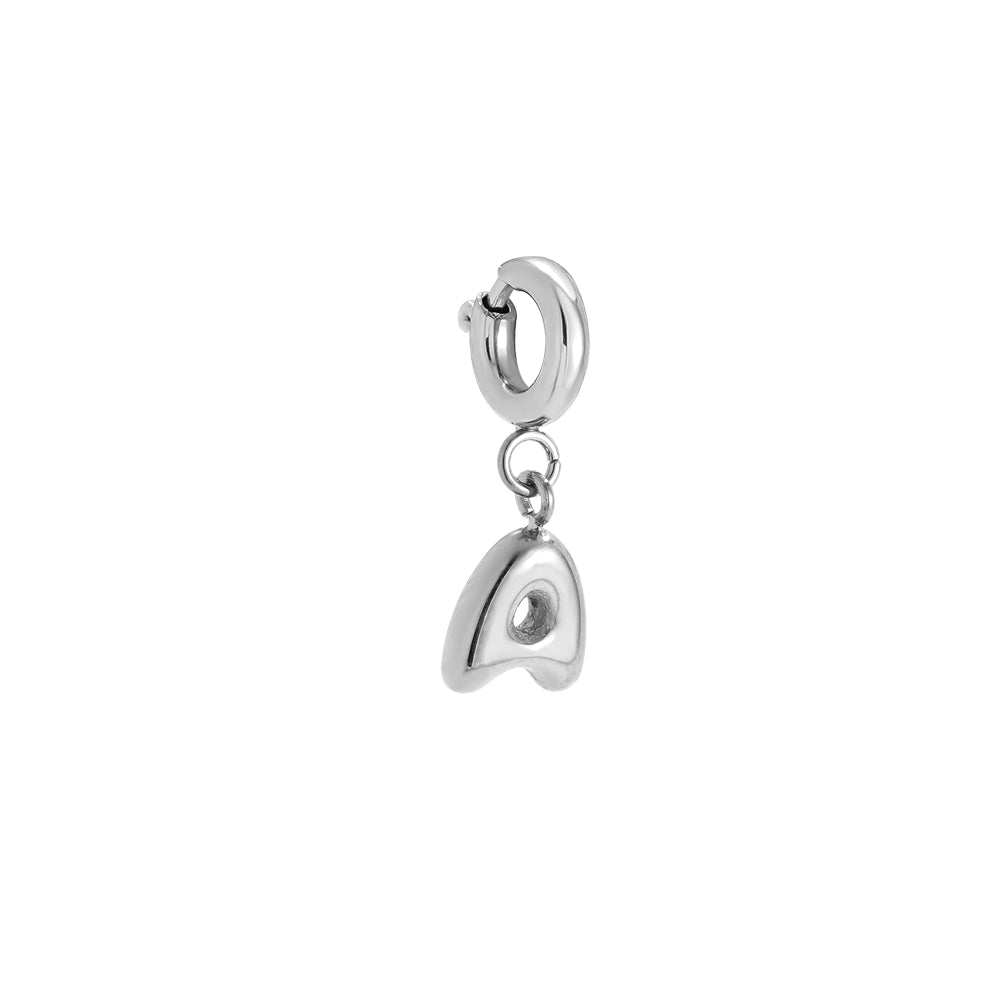 White gold-plated letter A charm with spring clasp - privjesak