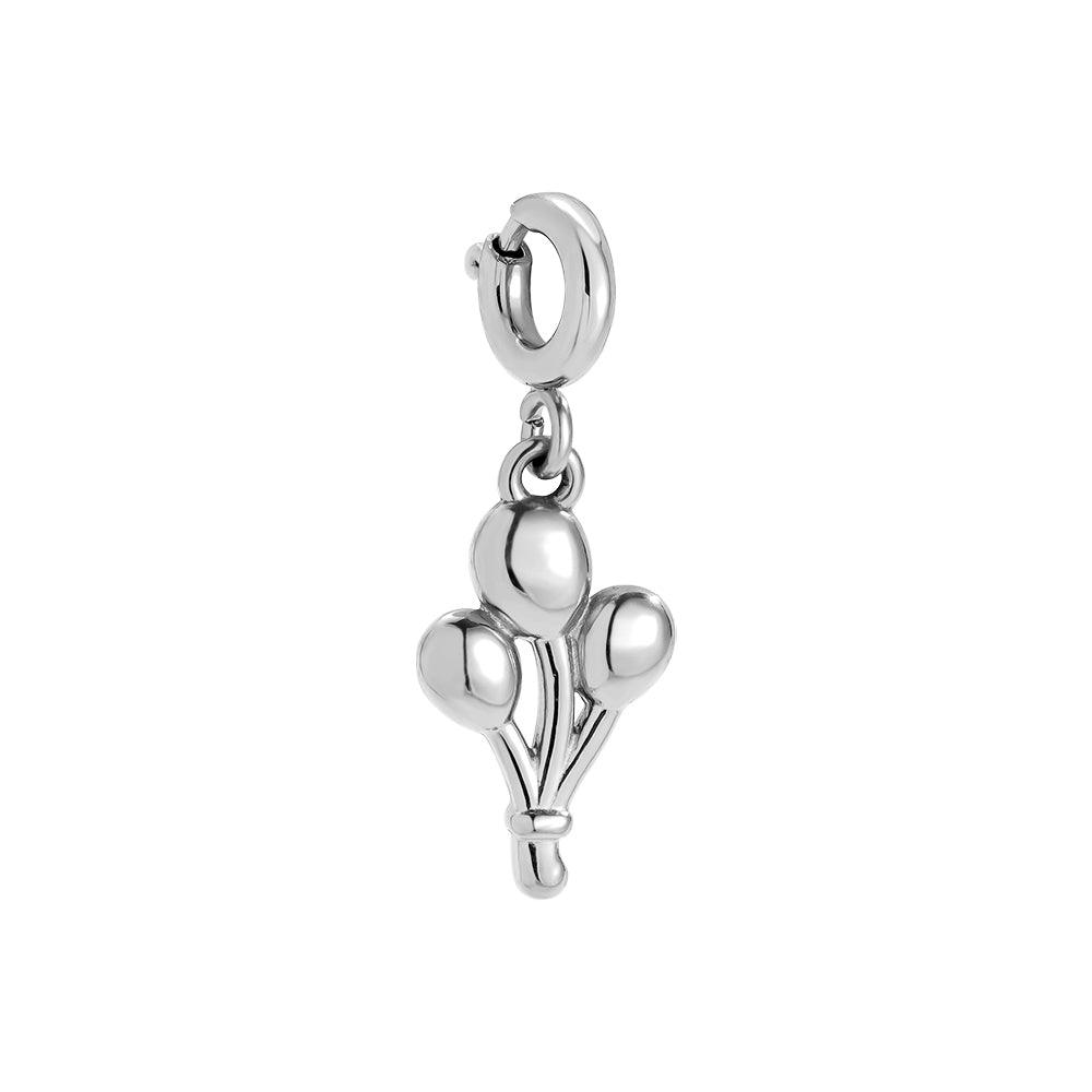 White gold-plated three balloons charm with spring clasp - privjesak 
