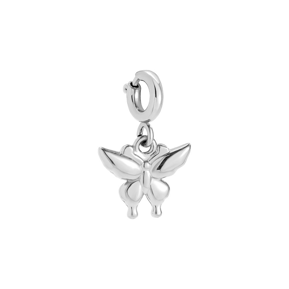 White gold-plated butterfly charm with spring clasp - privjesak 