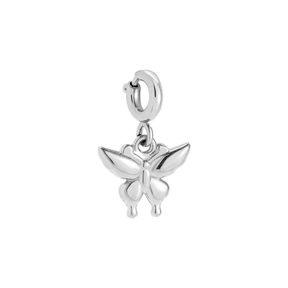 White gold-plated butterfly charm with spring clasp - privjesak 