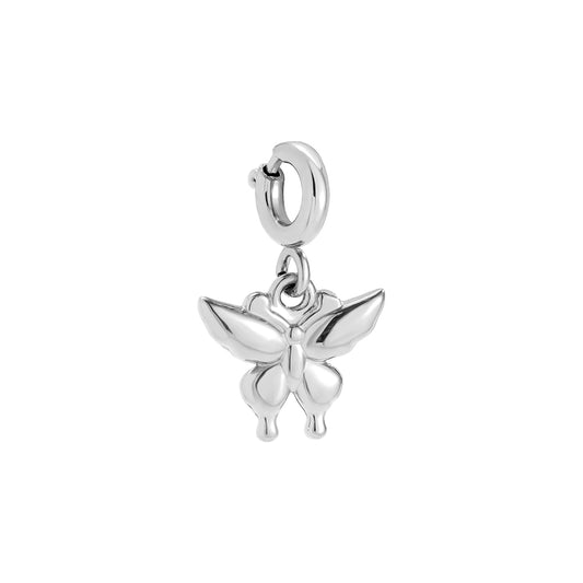 White gold-plated butterfly charm with spring clasp - privjesak 