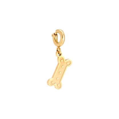 Gold-plated dog bone charm with spring clasp - privjesak