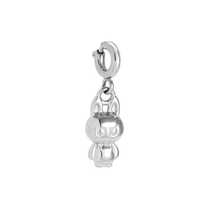 White gold-plated bunny character charm with spring clasp - privjesak 
