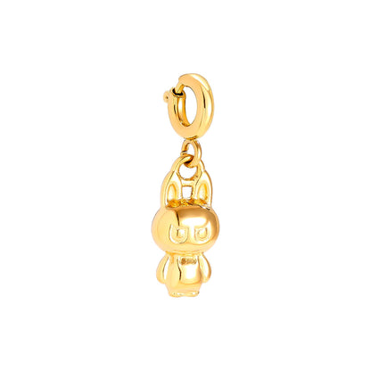 Gold-plated bunny character charm with spring clasp - privjesak