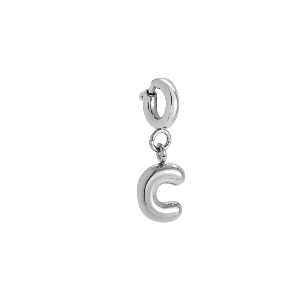 White gold-plated letter C charm with spring clasp - privjesak