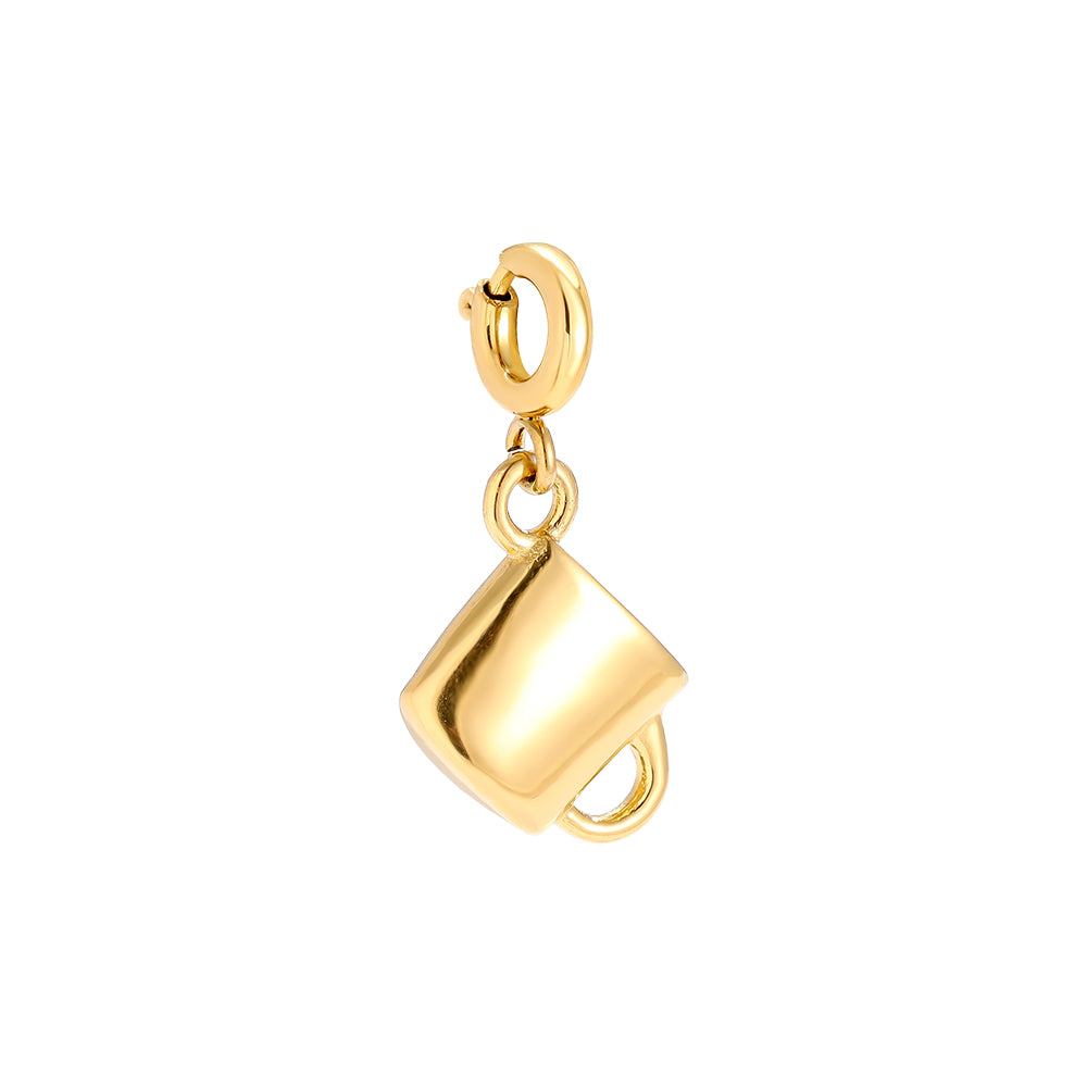 Gold-plated coffee cup charm with spring clasp - privjesak 