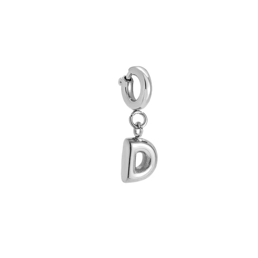 White gold-plated letter D charm with spring clasp - privjesak