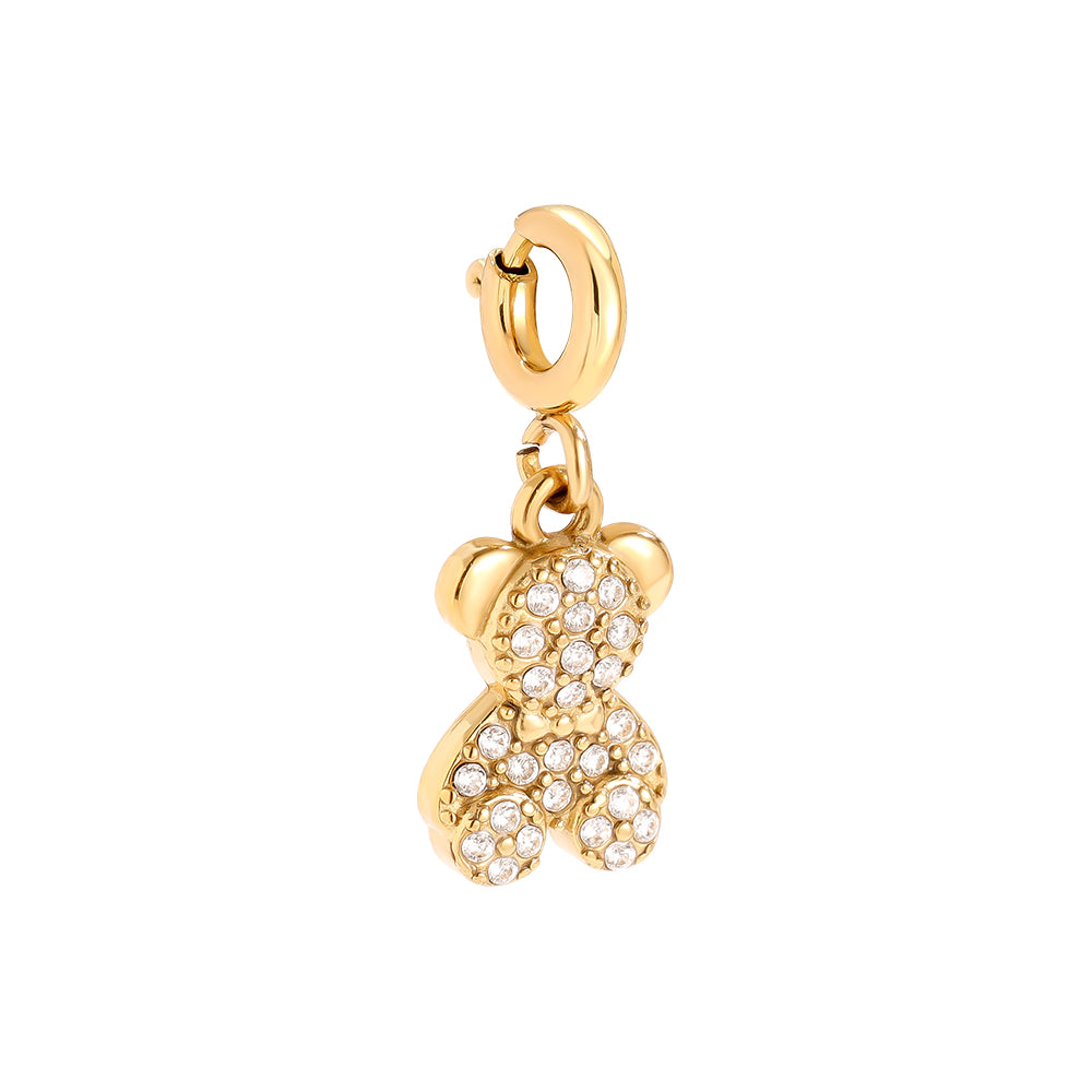 Gold-plated crystal teddy bear charm with spring clasp - privjesak