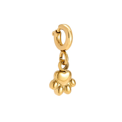 Gold-plated dog paw charm with heart and spring clasp - privjesak