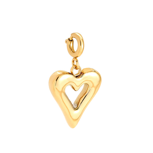 Gold-plated double heart charm with spring clasp - privjesak